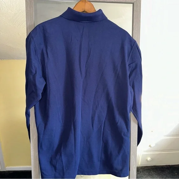 Brooks Brothers 346 Navy Blue Performance Polo Long Sleeve Shirt M Logo Collared - Picture 4 of 10